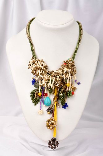 Rocailles Kette handgeschaffen Designer Schmuck originelles Frauen Accessoire - MADEheart.com