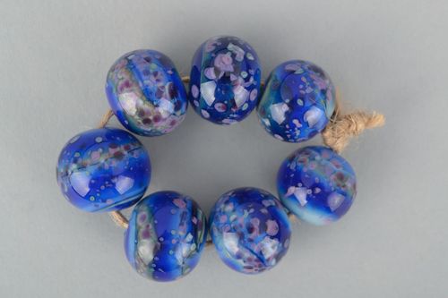 Set of handmade beads Blue Sea - MADEheart.com