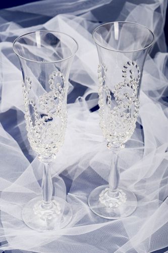 Transparent wedding glasses handmade wedding ware 2 elegant wedding glasses - MADEheart.com
