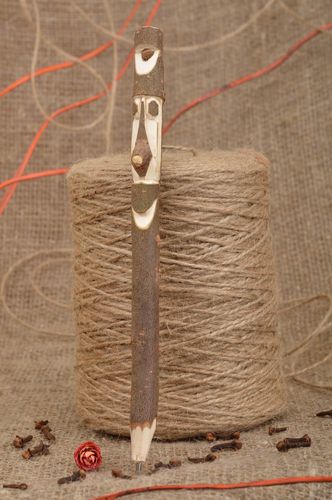 Unusual handmade designer carved wooden pen with whistle eco friendly stationery - MADEheart.com