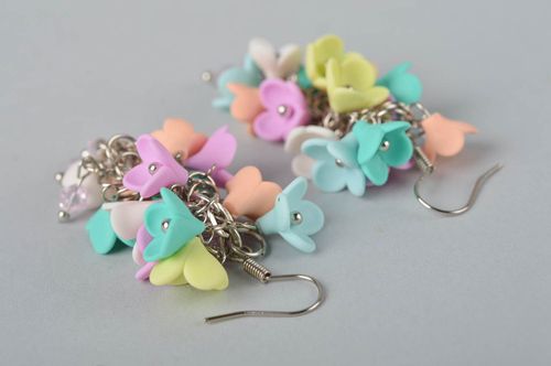 Boucles doreilles fleurs Bijou fait main multicolore pâte polymère Cadeau femme - MADEheart.com