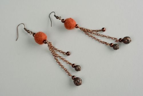 Felt earrings with charms Chocolate - MADEheart.com