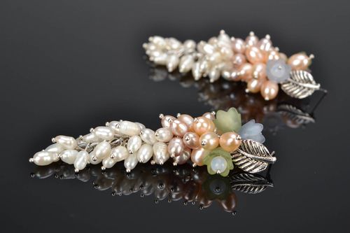Longues boucles doreilles en perles faites main - MADEheart.com