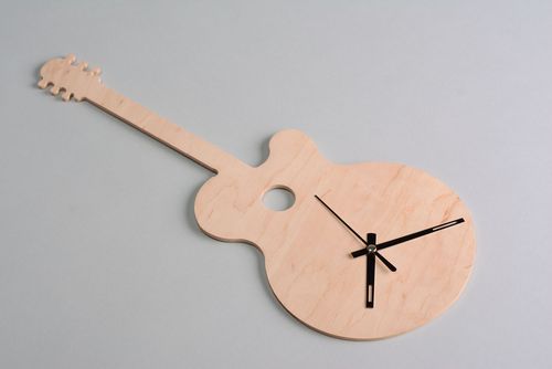 Plywood blank clock in the shape of guitar - MADEheart.com
