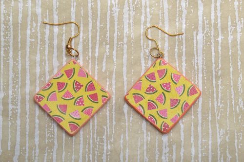 Orecchini di legno fatti a mano accessorio originale bellissimo da donna - MADEheart.com