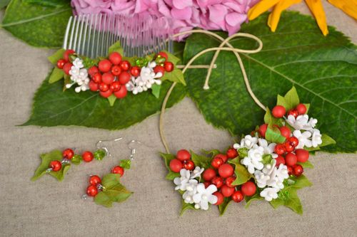 Handmade jewelry flower jewelry hair comb pendant necklace dangling earrings - MADEheart.com