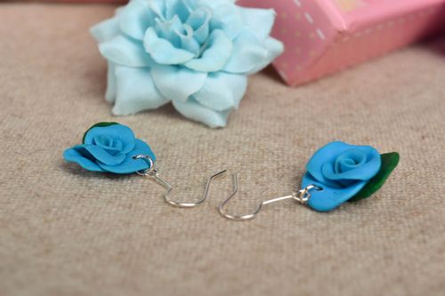 Handmade beautiful blue earrings designer stylish earrings elegant jewelry - MADEheart.com