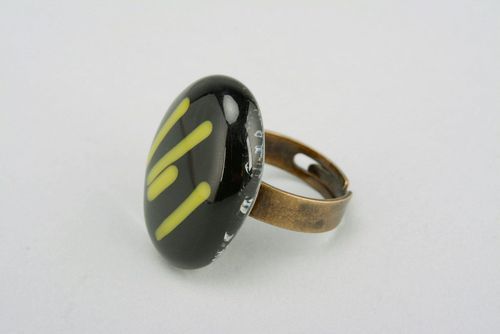 Ring made of fusing glass Salute in the dark sky - MADEheart.com