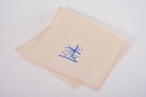 Embroidered handmade napkin made of half-flax for table layout Mill - MADEheart.com