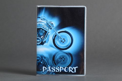 Синяя пластиковая обложка на паспорт ручной работы для водителя - MADEheart.com