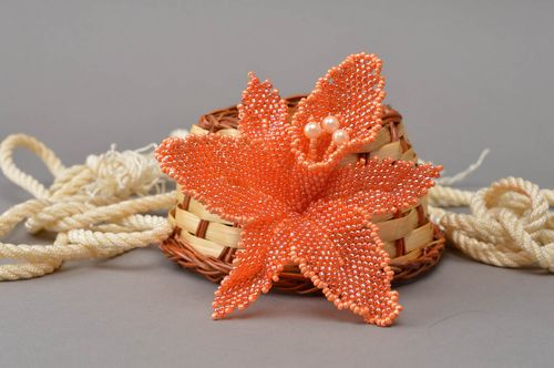 Designer brooch handmade jewelry beaded flower decorating ideas gift for girls - MADEheart.com