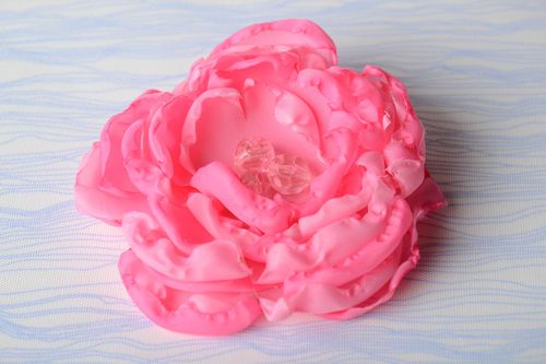 Handmade hair barrette ribbon flower hair accessorize pink hair clip for girls - MADEheart.com