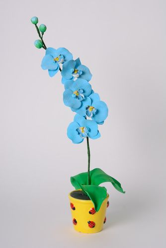 Веточка цветов из фоамирана голубая орхидея ручной работы искусственный цветок - MADEheart.com