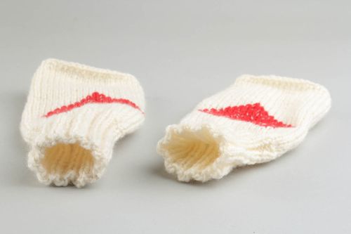 Semi mitenes tricotados com agulhas à mão de semi lã acessório de roupa  - MADEheart.com