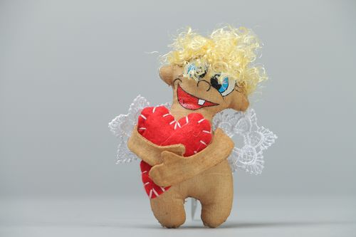 Handgemachter Magnet an Kühlschrank aus Nessel Engelchen - MADEheart.com