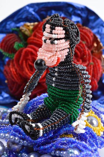 Handmade beaded figurine stylish interior element cute designer statuette - MADEheart.com