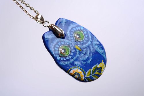 Pendant Made of Polymer Clay Owl - MADEheart.com