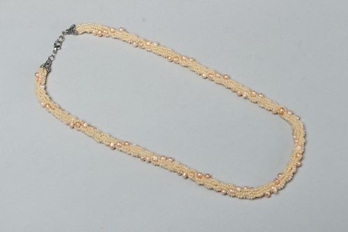 Beaded cord necklace with pearl - MADEheart.com