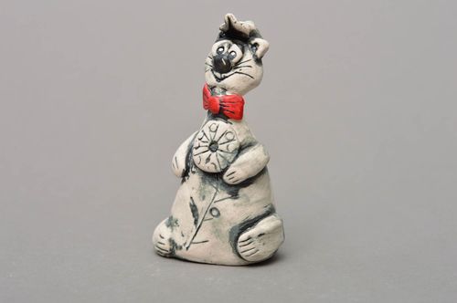 Beautiful porcelain statuette decorated with glaze and acrylic painting Cat - MADEheart.com