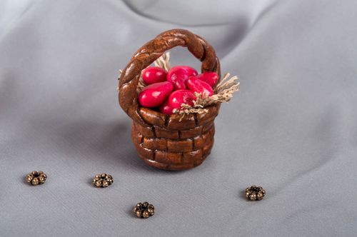 Handmade easter basket with eggs clay designer souvenir easter decoration - MADEheart.com