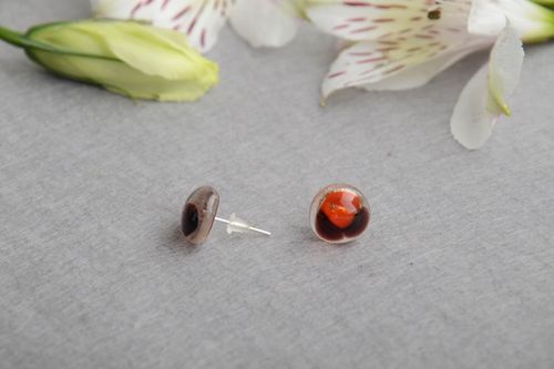 Stud earrings made of glass every day fusing handmade accessory for summer  - MADEheart.com