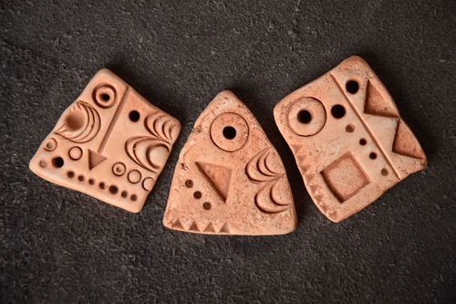 Unusual beautiful handmade clay blank pendants set 3 pieces DIY jewelry - MADEheart.com