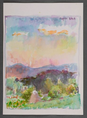 Peinture à laquarelle paysage de montagne Carpates  - MADEheart.com