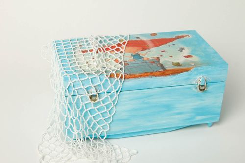 Portagioielli di legno fatto a mano scrignetto per gioielli in stile decoupage - MADEheart.com