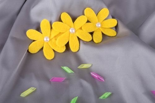 Designer handmade barrette felt hair accessory woolen present for girl - MADEheart.com