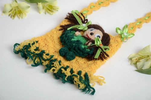 Beautiful handmade designer crochet childrens bag with doll - MADEheart.com