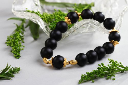 Shungit bracelet handmade woven bracelet with natural stones stylish bracelet - MADEheart.com