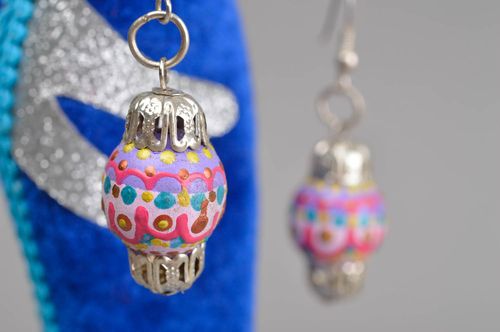 Bright handmade wooden earrings ball earrings fashion accessories for girls - MADEheart.com