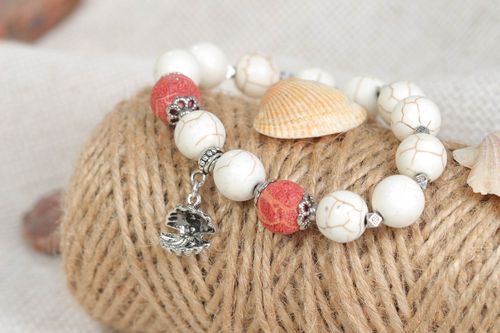 Pulsera artesanal de turquesa con cuentas regalo original bisutería fina - MADEheart.com