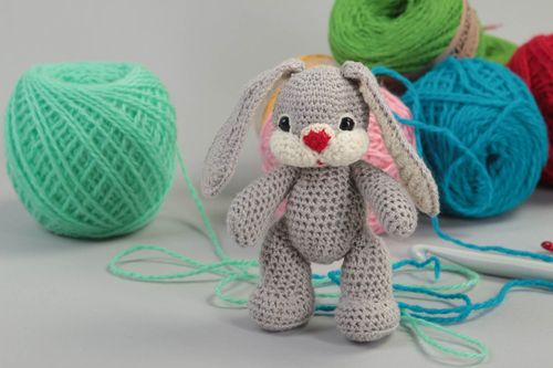 Unusual handmade soft toy crochet stuffed toy hare best toys for kids - MADEheart.com
