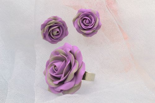 Lila Schmuckset aus Polymerton - MADEheart.com