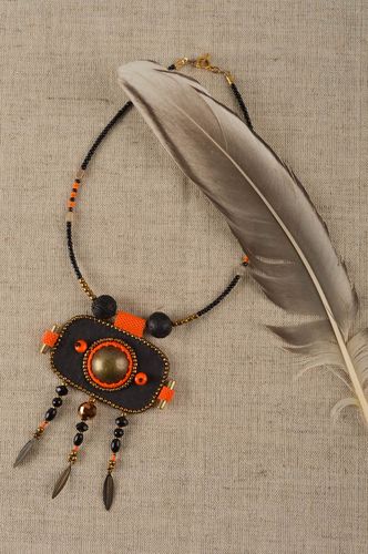 Leder Schmuck handmade Damen Collier stilvoll Designer Schmuck Frauen Accessoire - MADEheart.com