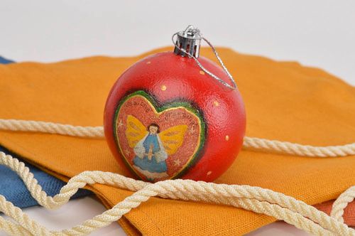 Boule Noël faite main Décoration Nouvel An rouge en plastique Cadeau original - MADEheart.com