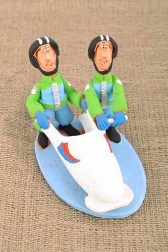 Ceramic figurine Two Bobsleigh Athletes - MADEheart.com