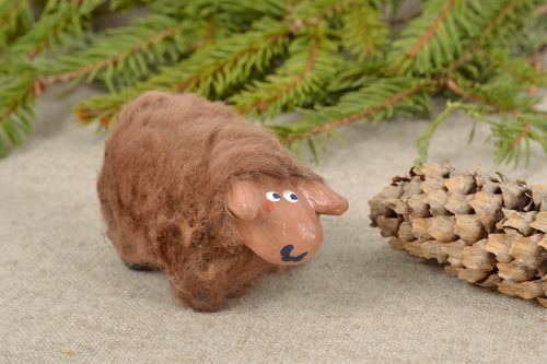 Painted papier mache statuette of lamb - MADEheart.com