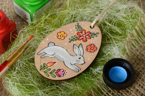 Handmade painted plywood interior pendant magnet egg - MADEheart.com