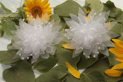 Handmade hair accessories flower hair ties set of 2 hair scrunchies kanzashi - MADEheart.com