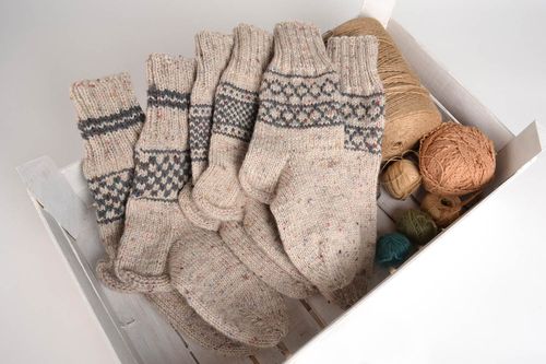 Socken Damen handmade Herren Socken originelle Geschenke 3 Paar grau schwarz - MADEheart.com