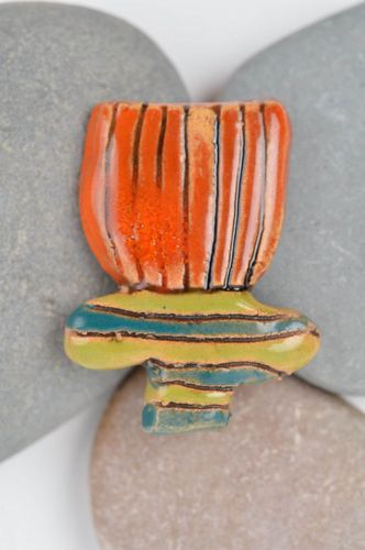 Handmade bright clay brooch unusual trendy accessory ceramic cute brooch - MADEheart.com