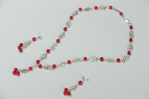 Glass bead jewelry set Garnet Branch - MADEheart.com