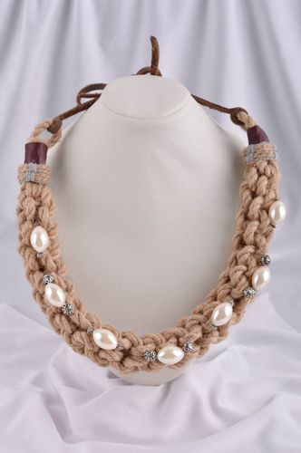 Handmade beaded necklace woven necklace in ethnic style designer jewelry - MADEheart.com