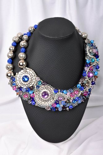 Collier métal cristaux strass Bijou fait main fantaisie design Accessoire femme - MADEheart.com