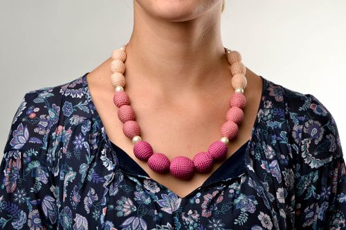 Bunte Halskette Schmuck Mutter Kind handgemachter Schmuck Häkel Accessoire - MADEheart.com