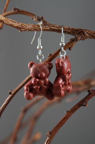 Handmade Schmuck Ohrhänger Modeschmuck Ohrringe Polymer Clay Schmuck Bären - MADEheart.com