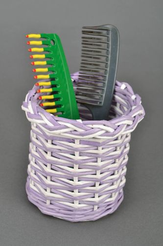 Newspaper woven hair brush holder - MADEheart.com