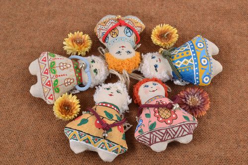 Suspensions décoratives anges en tissu avec cloches faites main 5 pièces - MADEheart.com